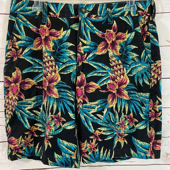 George Black Multicolor Floral Print Bermuda Shorts NWOT Women's Size 32 Small - Picture 2 of 12